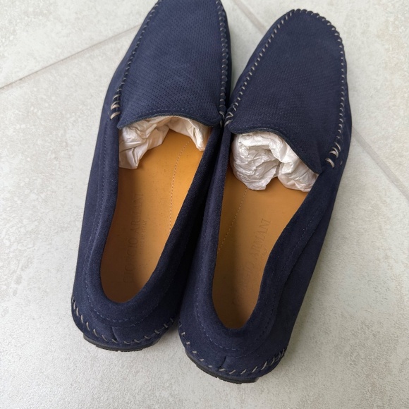 ✨ Giorgio Armani Men’s Navy Suede Driving Loafers – Size 9.5 – Made in Italy ✨ - Picture 5 of 10